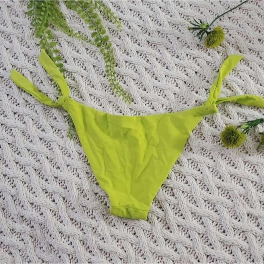 New From Brazilian Double Lined Low Rise Cheeky Bikini Bottom with Tie Sides - Picture 5 of 8